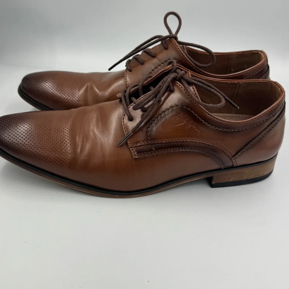 Tommy Hilfiger Shory Dress Shoes Mens 10 Brown Perforated‎ Cap Toe Derby TMSHORY